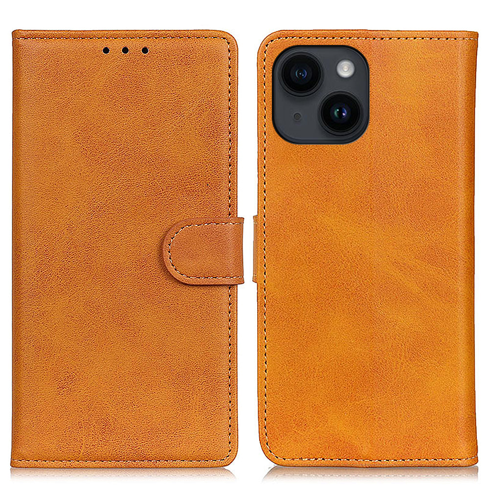 Uniqkart for iPhone 14 Plus Cowhide Texture Cell Phone Case PU Leather+TPU Foldable Stand Wallet Anti-Scratch Cover - Brown Uniqkart for iPhone 14 Plus Cowhide Texture Cell Phone Case PU Leather+TPU Foldable Stand Wallet Anti-Scratch Cover - Brown